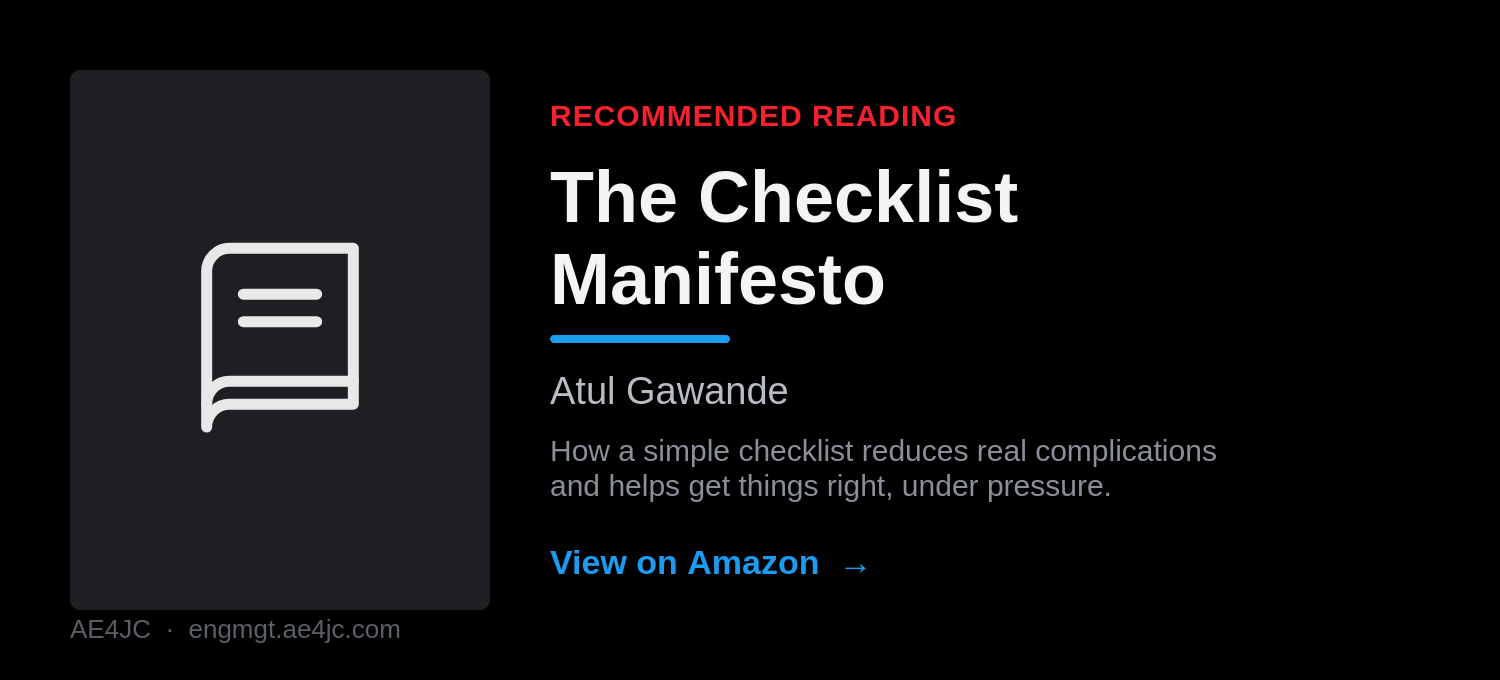 The Checklist Manifesto by Atul Gawande